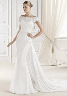 Свадебное платье П56531. С прямой юбкой, длинное со шлейфом.